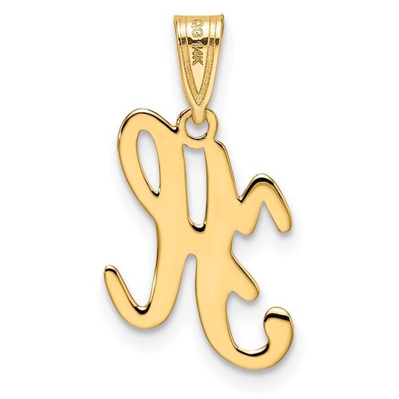 14k Yellow Gold, Mimi Collection, Small Script Initial H Pendant - Picture 3 of 5